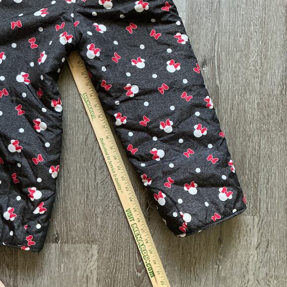 Girls 6X Disney Minnie Mouse Snow Pants Adjustable Bibs Gray Pink - Picture 6 of 11